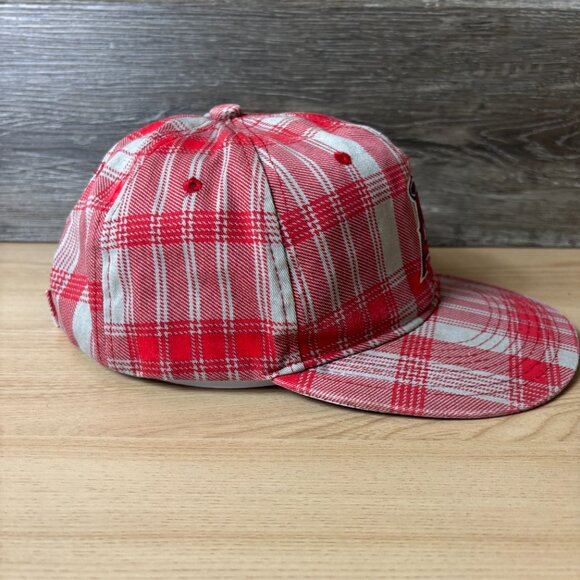 Anaheim Angels Hat Cap Strap Back Red Gray Plaid MLB Baseball Adjustable - Picture 6 of 9